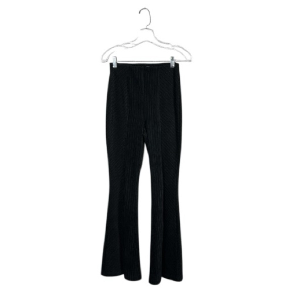Modish rebel black textured front slits flare pants size small